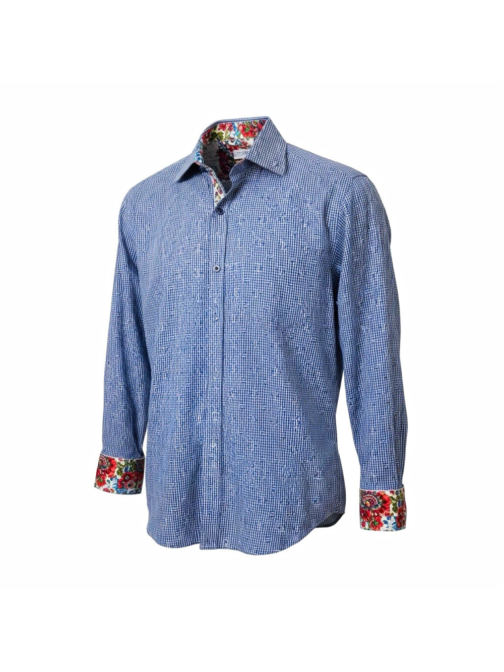 Robert Graham Ocean Dome Men's M Blue Check Cotton Woven Long Sleeve Button-Up